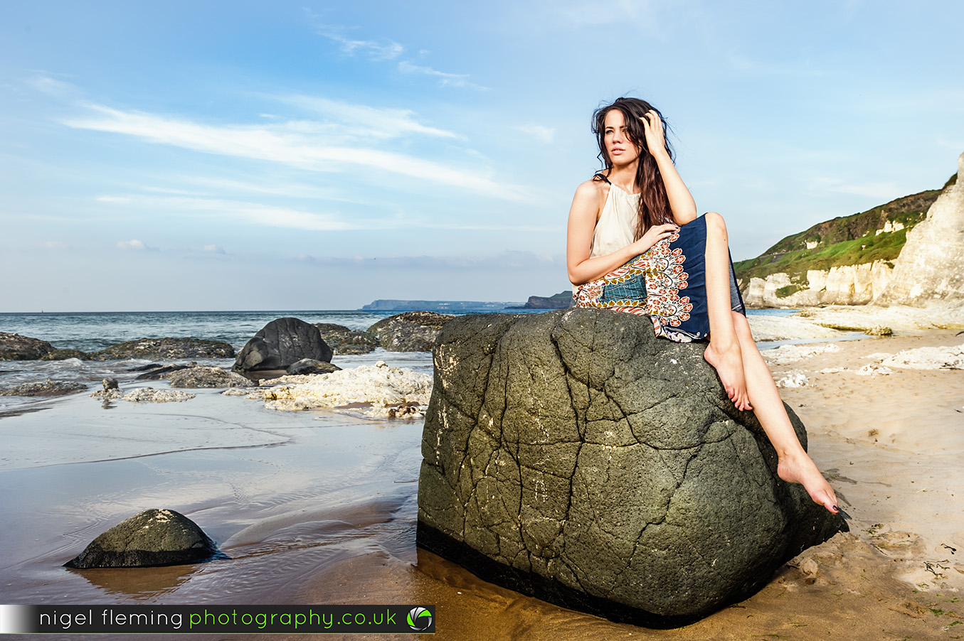 camera flash, speedlight,model portfolio, beach, photo shoot, photoshoot, northern ireland, white rocks, 